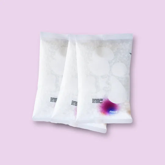 three fragrance-free cramp deleting magnesium bath soak pouches