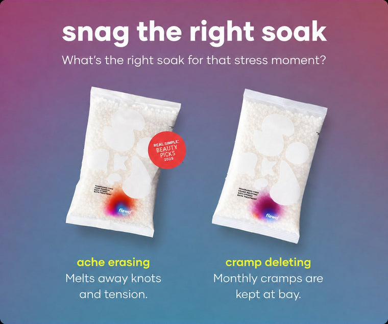 Fragrance-free Ache Erasing and Cramp Deleting stresscare bath soak pouches side by side