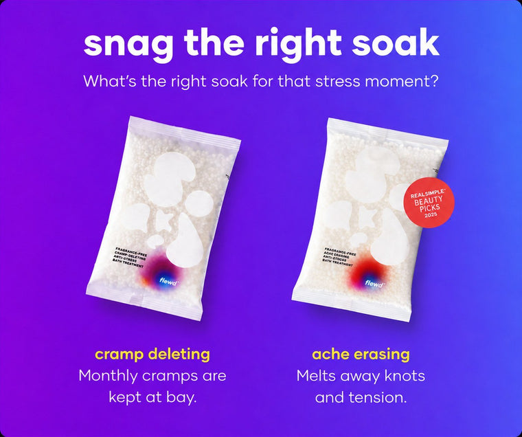 Fragrance-free Cramp Deleting and Ache Erasing stresscare bath soak pouches side by side