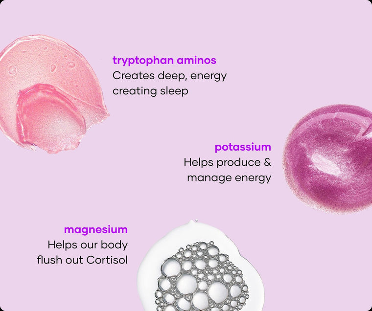 Fragrance-free Fatigue Defeating soak ingredients: tryptophan aminos, potassium and magnesium