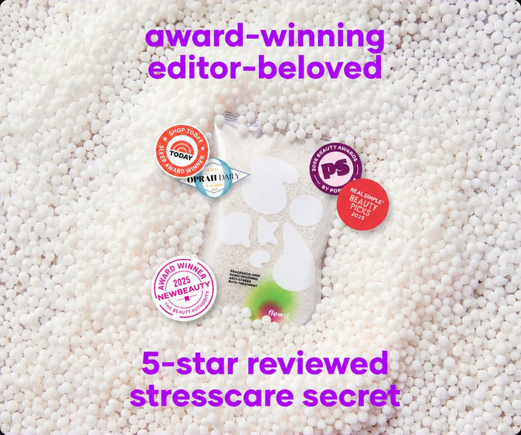 Flewd fragrance-free Panic Crushing stresscare soak with TODAY, Oprah Daily, PopSugar, Real Simple and NewBeauty badges