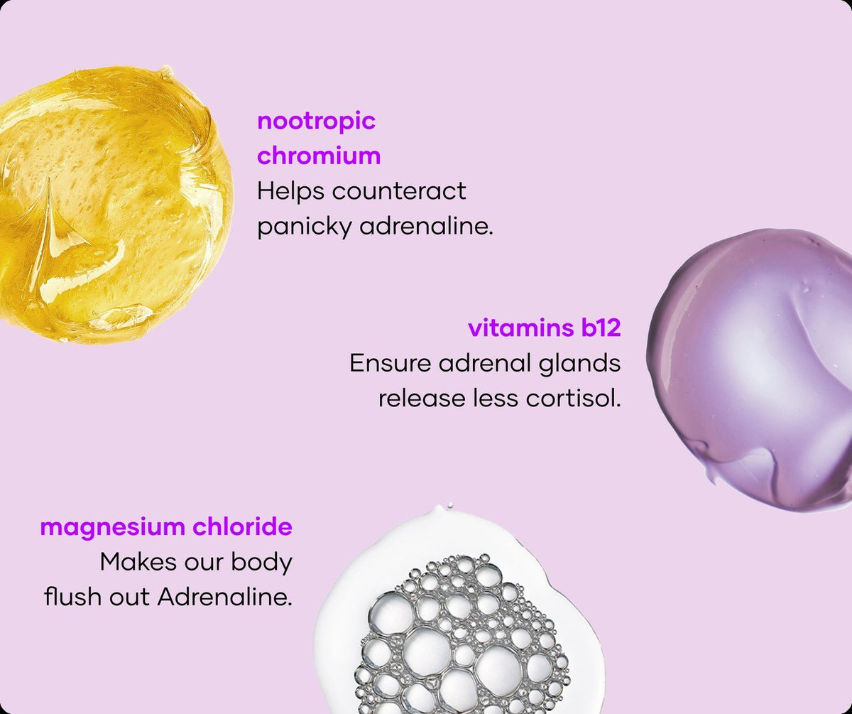 Fragrance-free Rage Squashing soak ingredients: nootropic chromium, vitamin B12 and magnesium chloride