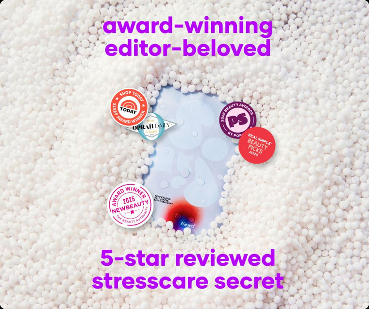 Flewd Ache Erasing stresscare soak with TODAY, Oprah Daily, PopSugar, Real Simple and NewBeauty badges