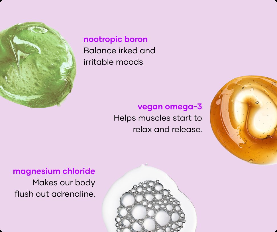 Panic Crushing soak ingredients: nootropic boron, vegan omega-3 and magnesium chloride