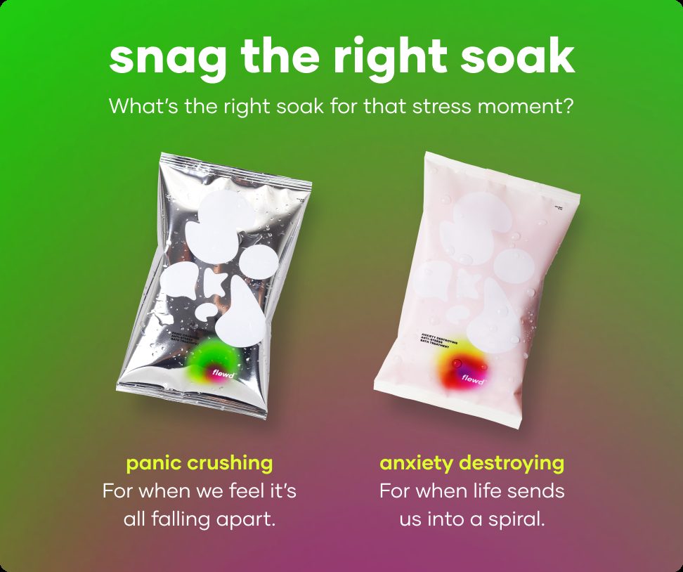 Panic Crushing and Anxiety Destroying stresscare bath soak pouches side by side