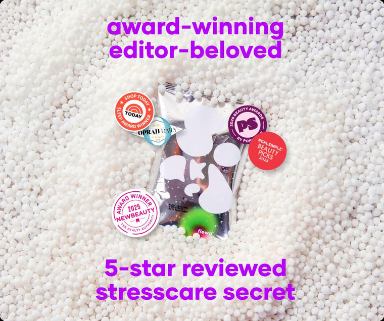Flewd Panic Crushing stresscare soak with TODAY, Oprah Daily, PopSugar, Real Simple and NewBeauty badges