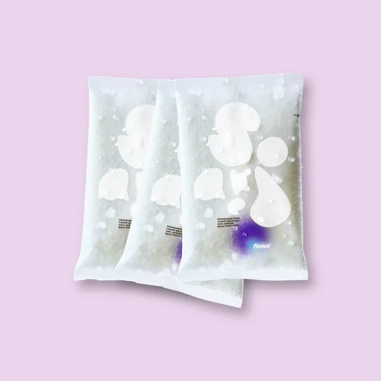 three fragrance-free rage squashing magnesium bath soak pouches